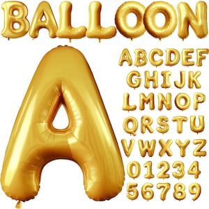 Gold Balloon PNG Letters, Transparent Background, Gold Balloon Alphabet, PNG, Gold Balloon Letters, Party Balloon Letters 1BA