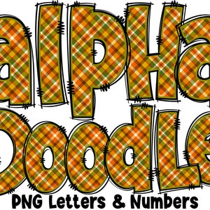 Fall Autumn Letters & Numbers PNG, Alpha Doodle, Fall Doodle, Doodle Letters PNG, Striped Letters, Sublimation, Alpha Pack 29AP