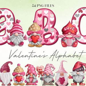 Letras del día de San Valentín PNG, imágenes prediseñadas del alfabeto de amor, PNG, Doodle Valentines, cartas de amor, alfabeto de San Valentín, gnomos, sublimación 39