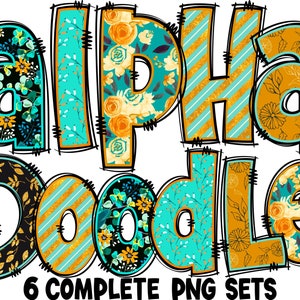BUNDLE Spring Floral Alphabet PNG, Doodle Alpha, Doodle Flowers, Doodle Letters PNG, Spring Letters, Spring, Sublimation, Alpha Pack 12AP