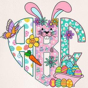 Monograma de Pascua PNG, Cartas de Pascua, Doodle de Pascua, Huevos de Pascua, Alfa Pascua, Cartas Doodle, Sublimación, Imágenes Prediseñadas, Monograma 36MH