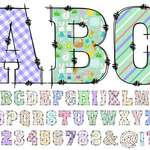 Easter Alphabet PNG, Alphabet Clip Art, PNG, Doodle Easter, Doodle Letters PNG, Easter Letters, Easter Theme, Sublimation, Easter Bunny 64D