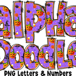 Halloween Alphabet PNG, Halloween, Halloween Day, Alpha Doodle, PNG Letters, Halloween Doodle, Sublimation, Spooky Letters, Alpha Pack 19AP