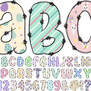 Easter Alphabet PNG, Alphabet Clip Art, PNG, Doodle Easter, Doodle Letters PNG, Easter Letters, Easter Eggs, Sublimation, Easter Bunny 64A