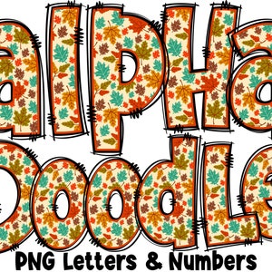 Fall Autumn Letters & Numbers PNG, Alpha Doodle, PNG Letters, Fall Doodle, Doodle Letters, Autumn Letters, Sublimation, Alpha Pack 33AP