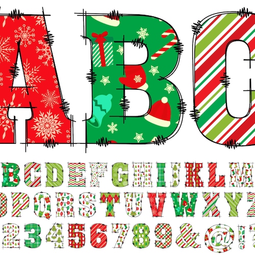 Christmas Clipart Letters PNG Wrapping Paper Alphabet Clip - Etsy