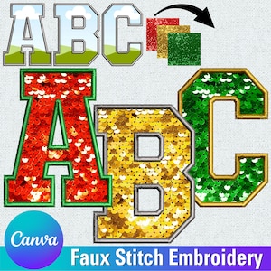 Faux Embroidery Canva Frame Template , Faux Stitch , Doodle Letters, Canva Letters, Applique, Canva Template, Canva Frame, Canva Letters 1CF