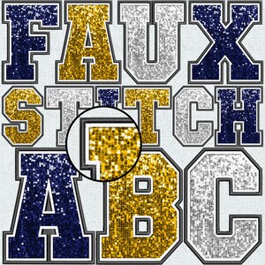 Faux Embroidery Sequin Letters BUNDLE, Faux Sequin Patch, Faux Sequin Letters, Alpha Doodle, College, Stitched Alpha PNG, Faux Stitch, 6FS