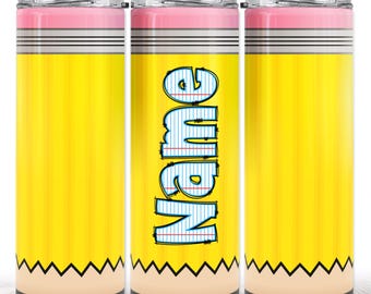 School Tumbler, Teacher Tumbler, 20oz Skinny Tumbler PNG, Sublimation Design, Tumbler Wrap, Straight Tapered, Pencil Tumbler Design 4