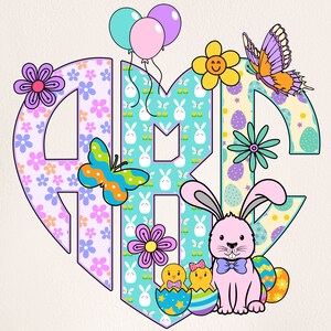 Easter Monogram PNG, Easter Letters, Easter Doodle, Easter Eggs, Alpha Easter, Doodle Letters, Sublimation, Clipart, Monogram 35MH
