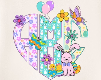 Easter Monogram PNG, Easter Letters, Easter Doodle, Easter Eggs, Alpha Easter, Doodle Letters, Sublimation, Clipart, Monogram 35MH
