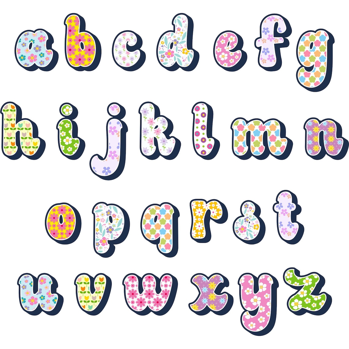 Retro Spring Alphabet PNG Alphabet Clip Art PNG Doodle | Etsy