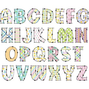 Easter Alphabet PNG Alphabet Clip Art PNG Doodle Easter - Etsy