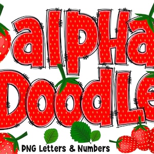 Strawberry Alphabet PNG, Fruit Letters, Strawberry, Strawberry Letters, Alpha Doodle, PNG Letter, Summer Doodle, Alpha Pack 16AP