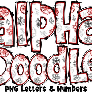Floral Letters & Numbers PNG, Alpha Doodle, PNG Letters, Floral Doodle, Doodle Letters PNG, Spring Letters, Sublimation, Alpha Pack 2AP