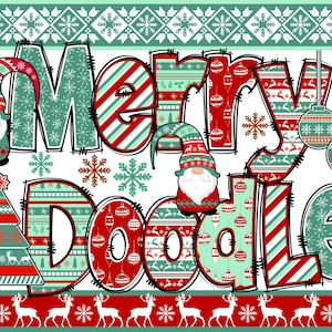 Nordic Christmas Alphabet PNG, Christmas Letters, Christmas Doodle, PNG Letters, Christmas Doodle, Sublimation, Turquoise Alpha Pack 54AP