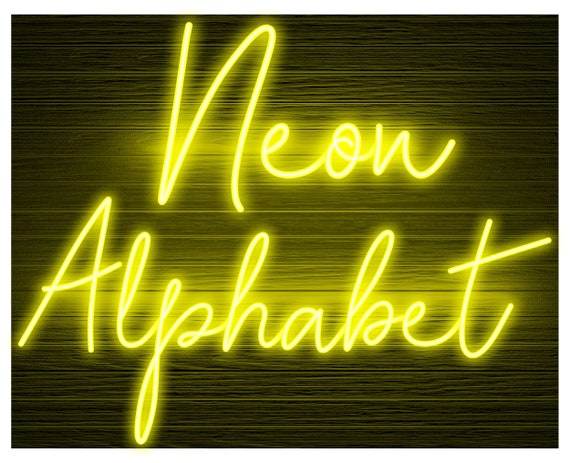 Neon Glow Effect Alphabet PNG Clip Art Letters Script Font 