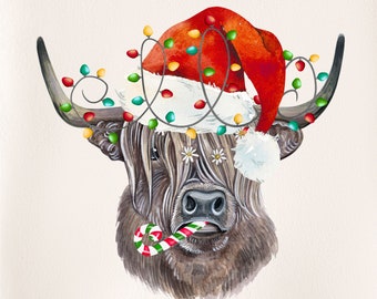 Cow Christmas PNG, Watercolor, Mooey Christmas, Merry Christmas, Ho Ho Heifer, Cow, PNG Christmas, Cow Sublimation, Cow, Design 21BD