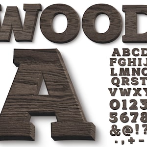 3D Wood PNG Letters, Transparent Background, Wooden Alphabet Clip Art, PNG, Dark Weathered Wood Letters, Wooden Letters, Dark Wood 52AT