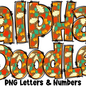 Fall Autumn Letters & Numbers PNG, Alpha Doodle, PNG Letters, Fall Doodle, Doodle Letters, Autumn Letters, Sublimation, Alpha Pack 31AP