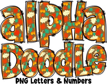 Fall Autumn Letters & Numbers PNG, Alpha Doodle, PNG Letters, Fall Doodle, Doodle Letters, Autumn Letters, Sublimation, Alpha Pack 31AP