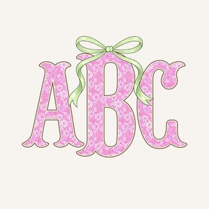 Spring Fishtail Monogram PNG, Coquette Preppy, Flower, Summer, Floral Design 3CFT