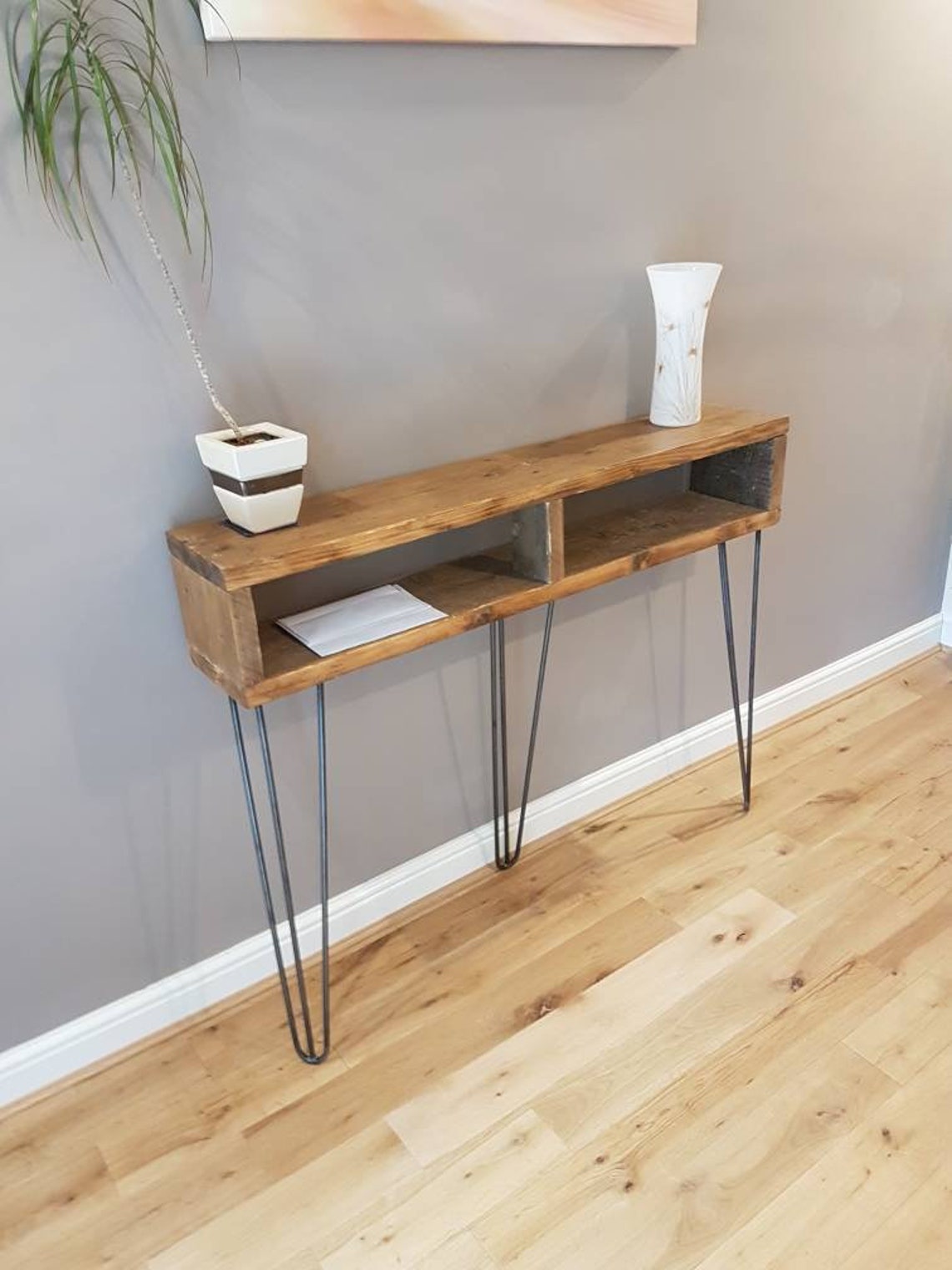 Console/ Hall table. Metal hairpin legs and scaffold board Etsy