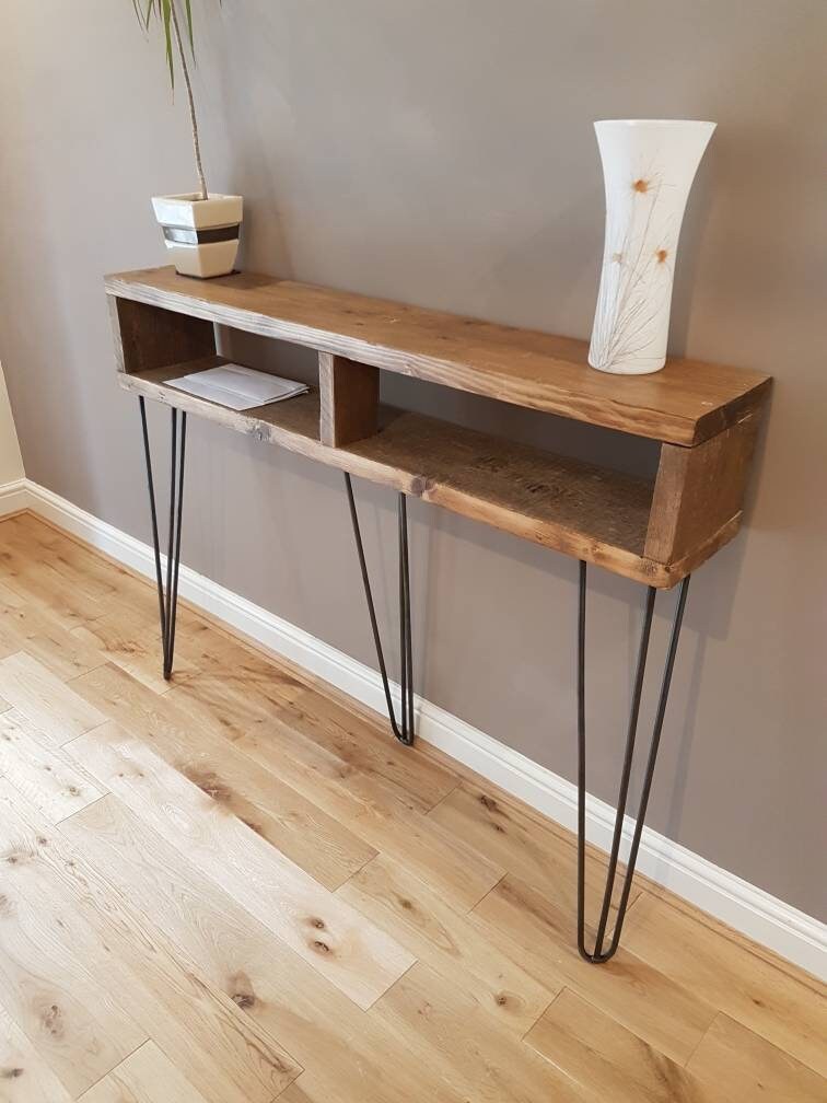 Console/ Hall table. Metal hairpin legs and scaffold board Etsy