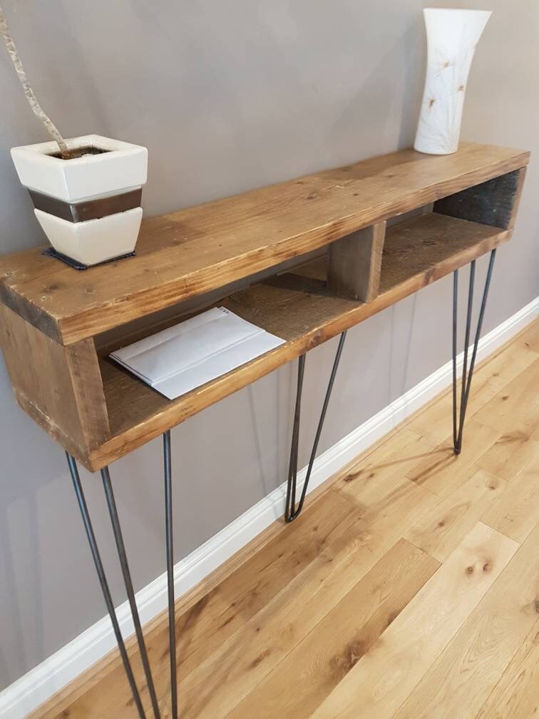 Console/ Hall table. Metal hairpin legs and scaffold board Etsy
