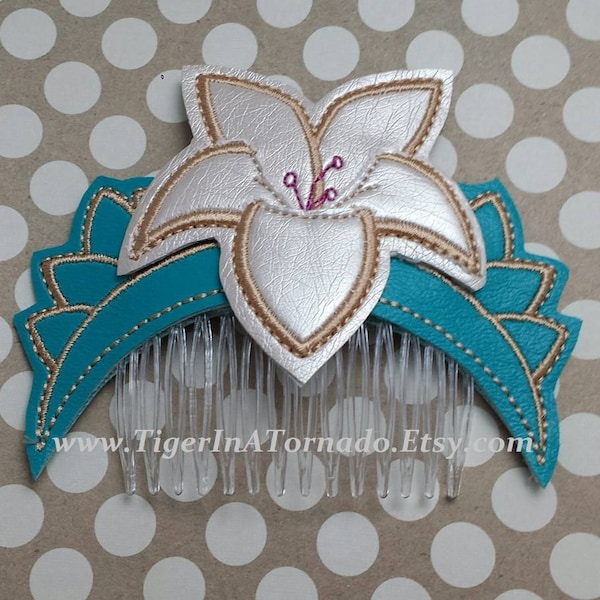 Peineta bordada de princesa guerrera