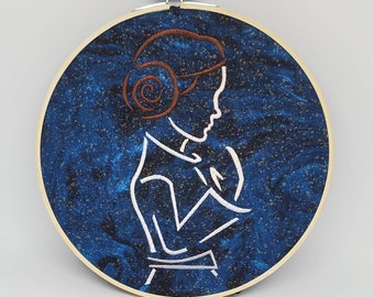 Space Princess Embroidery Hoop Art