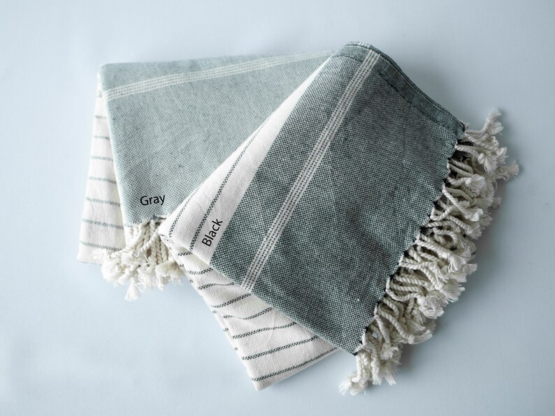Striped Turkish Towel - Hand Towel - Khaki Color