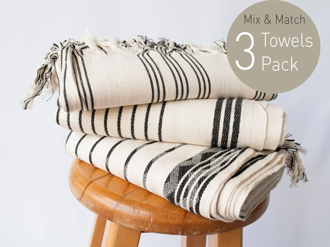 3 Boho Turkish Towel Black and White Customize Turkish Towel Etsy