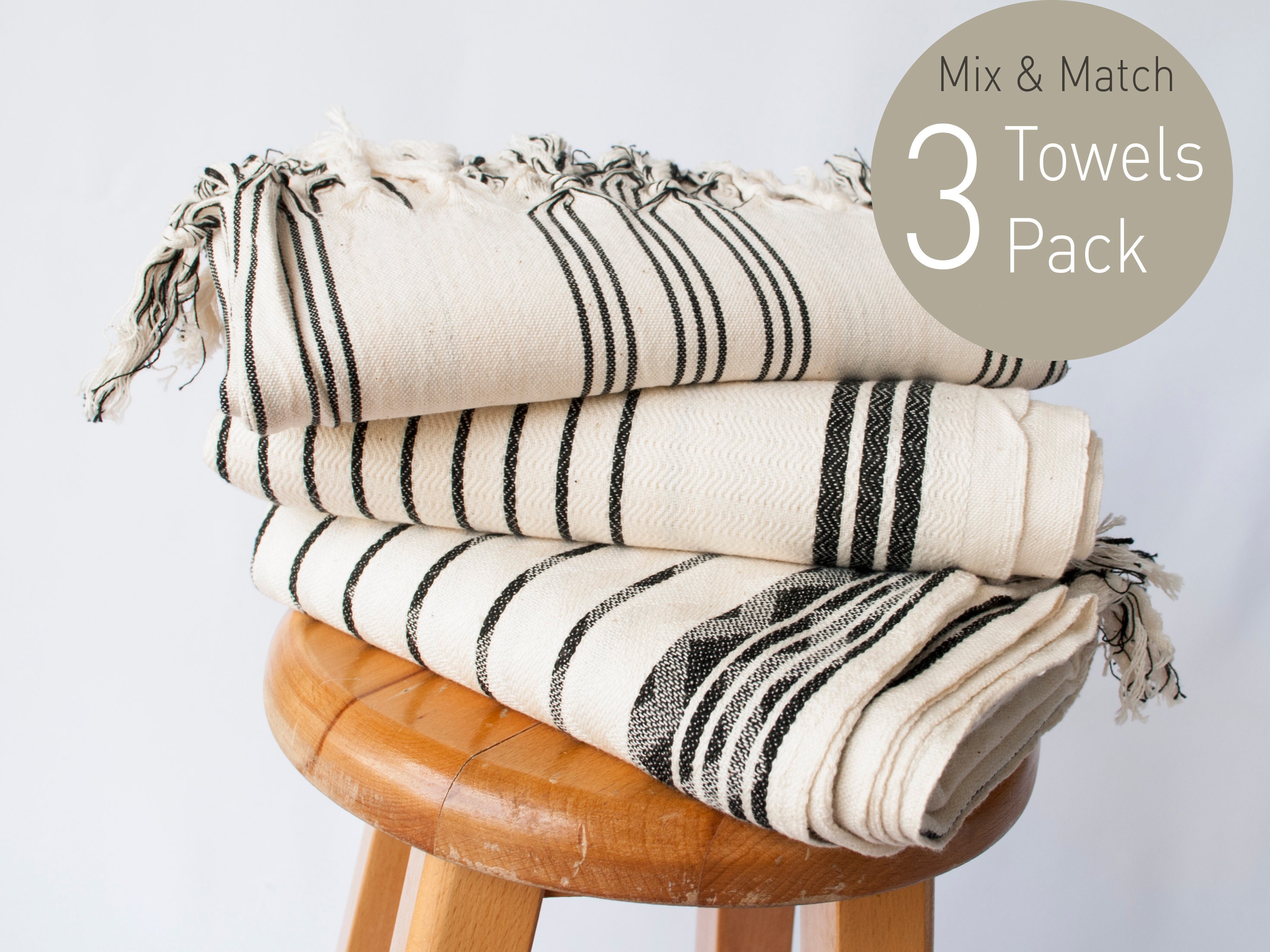 3 Boho Turkish Towel Black and White Customize Turkish Towel Etsy