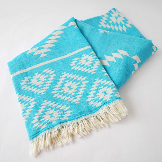 Turkish Towel Aztec Pattern Boho Throw Beach Blanket | Etsy