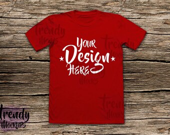 Download Free Red Unisex Tshirt Mockup Wood Background Tshirt Mockup Styled Photo Mockup Red Tshirt Mockup Tshirt Desing The Best T Shirt Templates Clothing Mockup Generators PSD Mockup Template