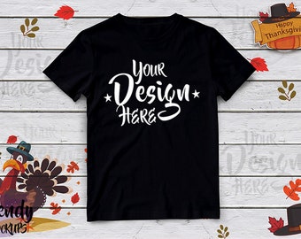 Download Free Thanksgiving Tshirt Mockup, Black Unisex TShirt Mockup, TShirt Mockup, Thanksgiving Mockup, Fall Mockup, Tshirt design, Fall Shirt, Turkey PSD Template