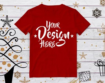 Download Free Christmas red tshirt mockup, Winter tshirt, Winter mockup, Tshirt Mockup, Red Unisex Tshirt Mockup, Tshirt design, Mockup tshirt PSD Template