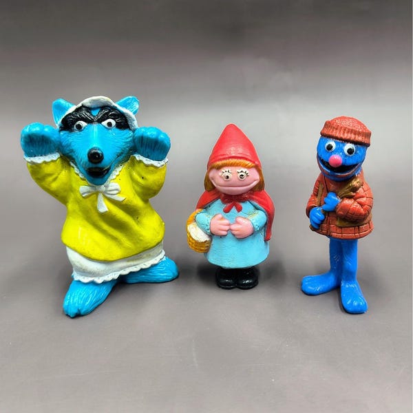 Little Red Riding Hood Sesame Street Fairytale Figures Vintage Muppet Miniature
