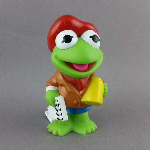 Baby Kermit Figure as Muppet Movie Director Scripts Red Beret Clapboard 5 inch