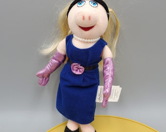 Miss Piggy Plush Beanbag Doll Muppets Sababa Toy Pearls Gloves 9 inch