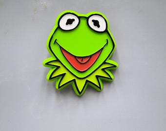 Vintage Kermit Face Pinback Lapel Pin Hallmark 1979 Plastic 2"