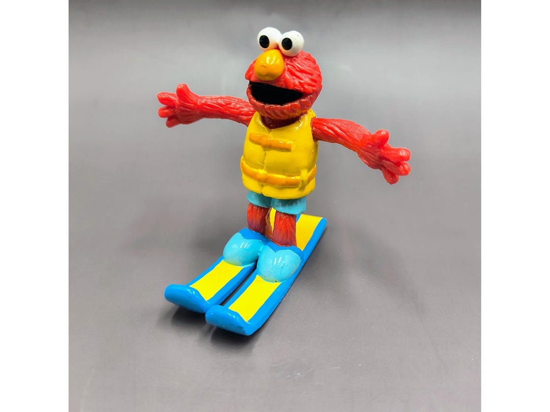 Sesame Street Elmo Water Skiing PVC Figure, 1980s Applause Beach Series ...