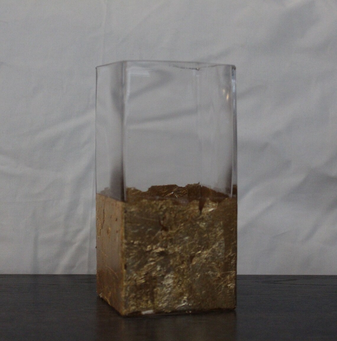 Gold Leaf Vase/Tall Rectangular Vase with Square Mouth/ Medium Etsy
