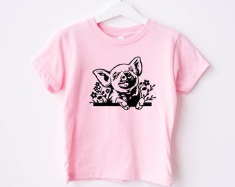 Cute Pig in Flowers Children's T Shirt