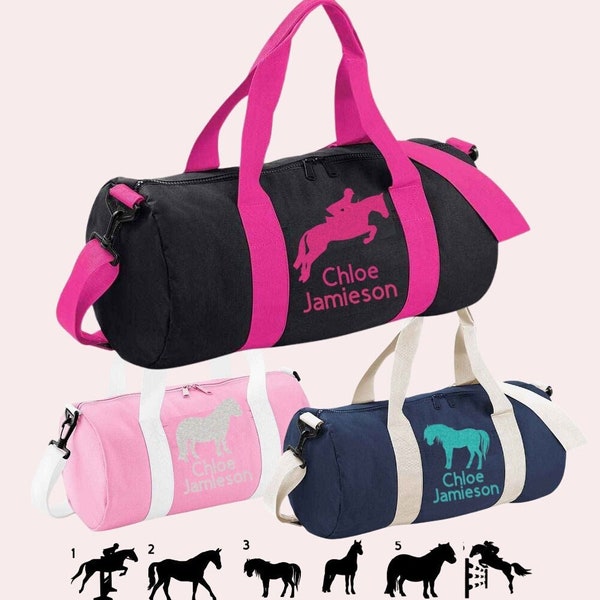 Personalised Children's Barrel Bag Horse Equestrian Pony Show Day