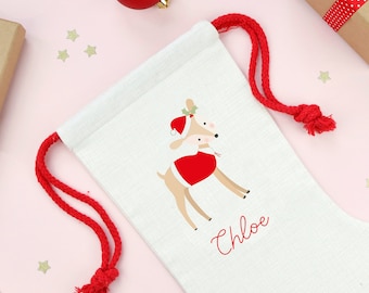 Personalised XL Drawstring Christmas Sack//Stocking//Daddy//Grandad//Mummy//Deers