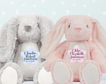 Personalised Bunny Rabbit Teddy, New Baby Teddy