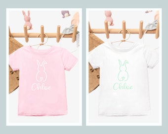 Personalised Line Bunny Easter T-Shirt