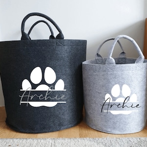 Personalised Felt Pet Paw Storage Baskets image 1